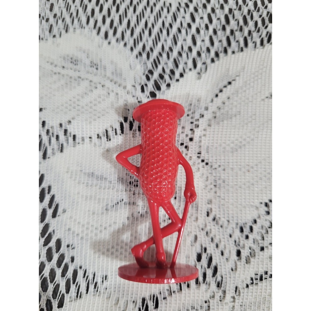 Vintage Planters Mr. Peanut Plastic Toothpick Holder - 2.75" Tall Red